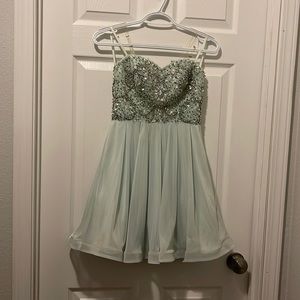 Short mint green homecoming dress